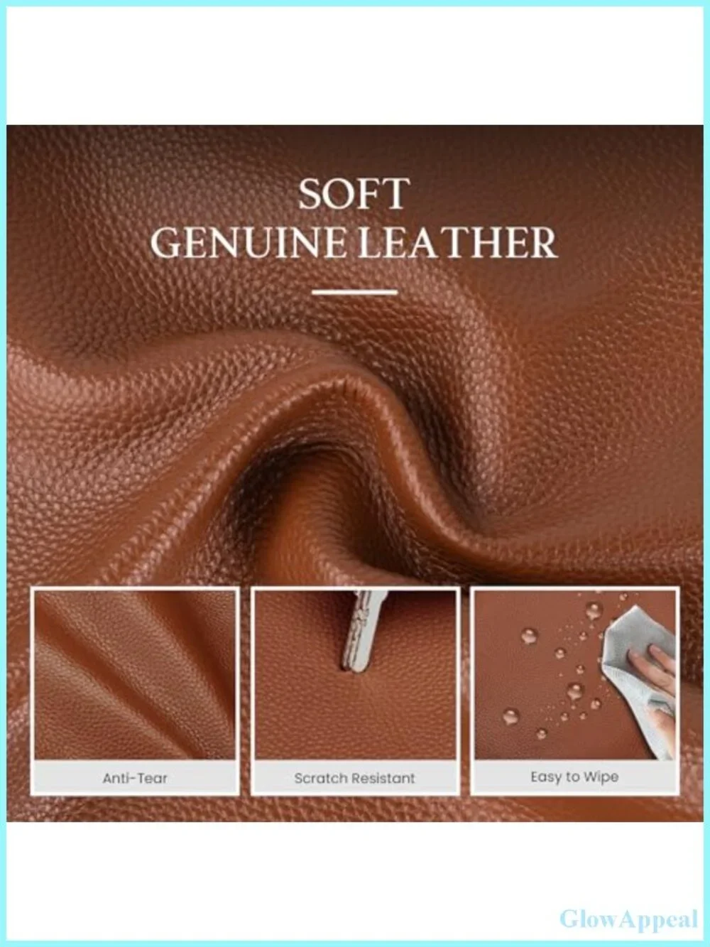 Genuine Leather Slouchy Tote Bag with Zipper & Multiple Pockets